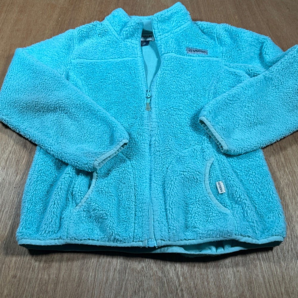 Magellan Outdoors Fleece Jacket Girls L 12-14 Turquoise Sherpa Full Zip Warm